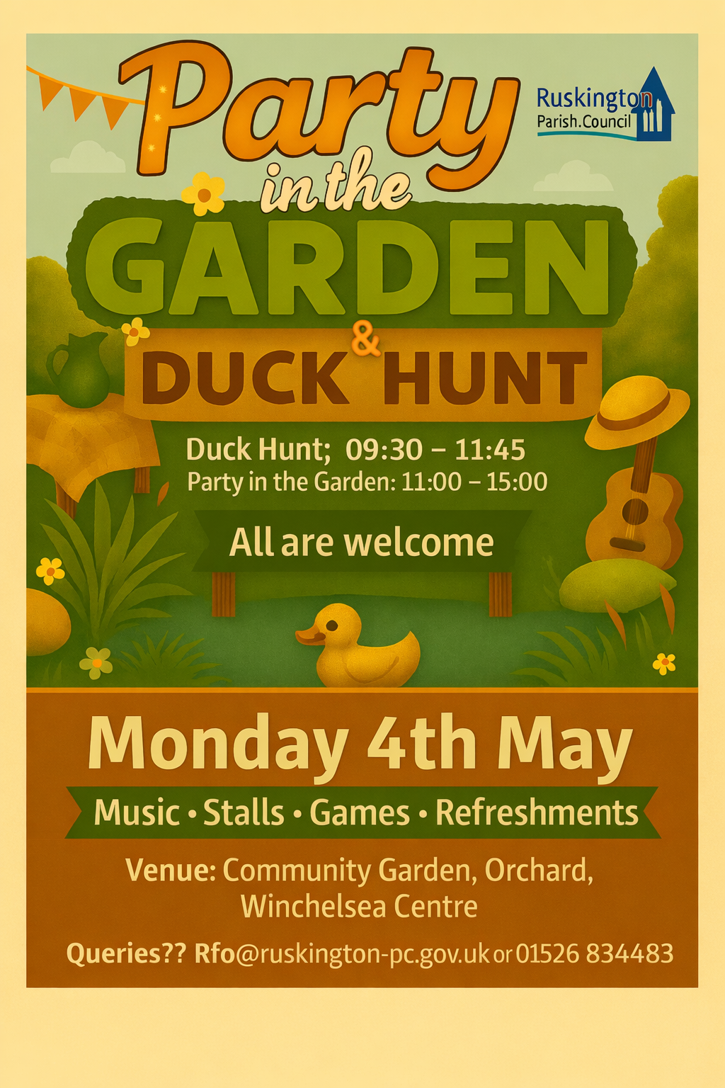 garden party and duck hunt may 2026 poster
