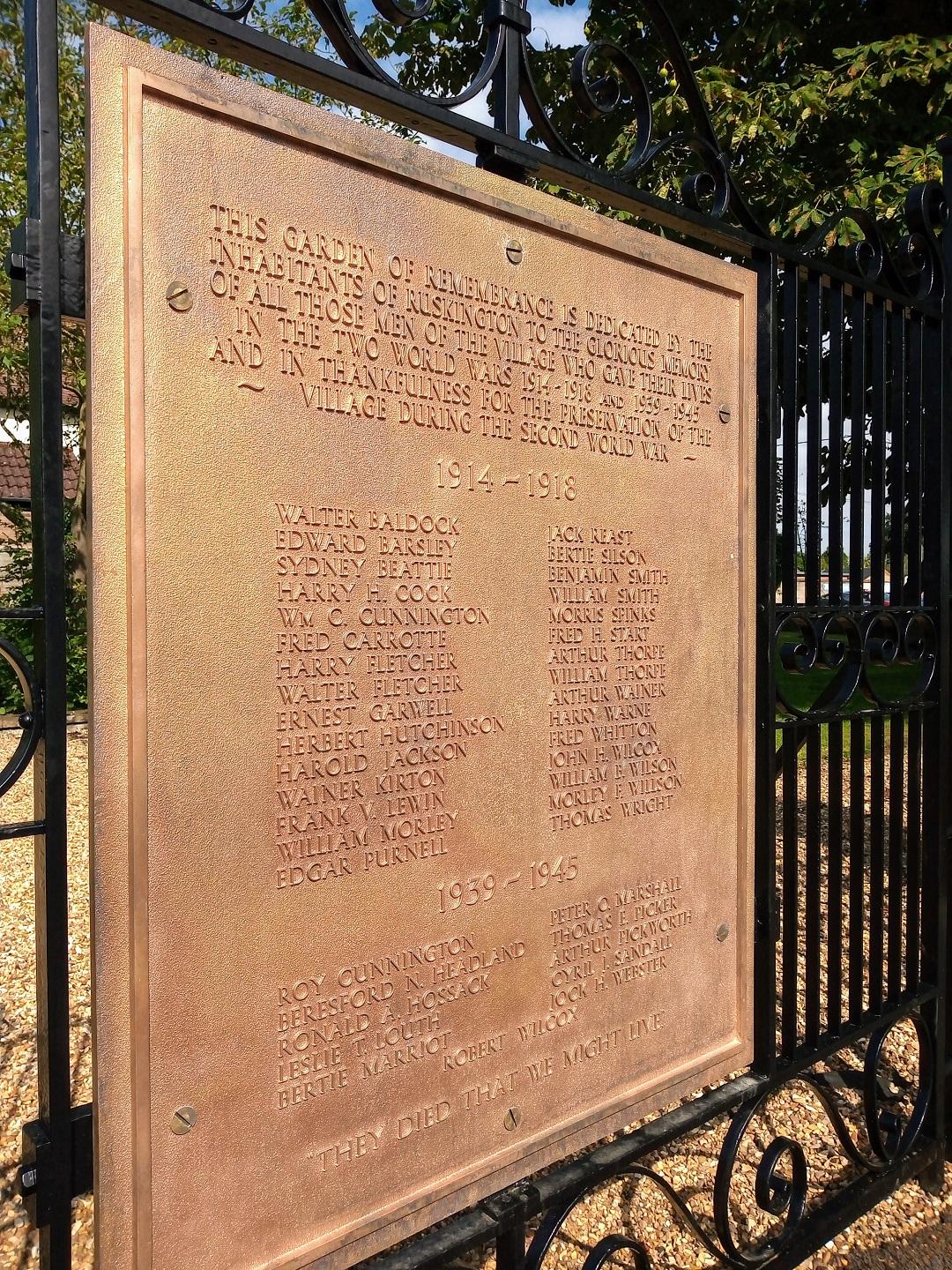 Garde of Remembrance gates name plaque.