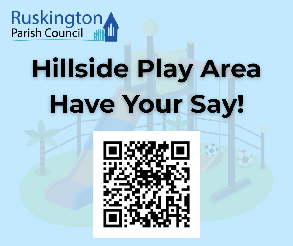 Hillside play area have your say sm graphic survey with QR code