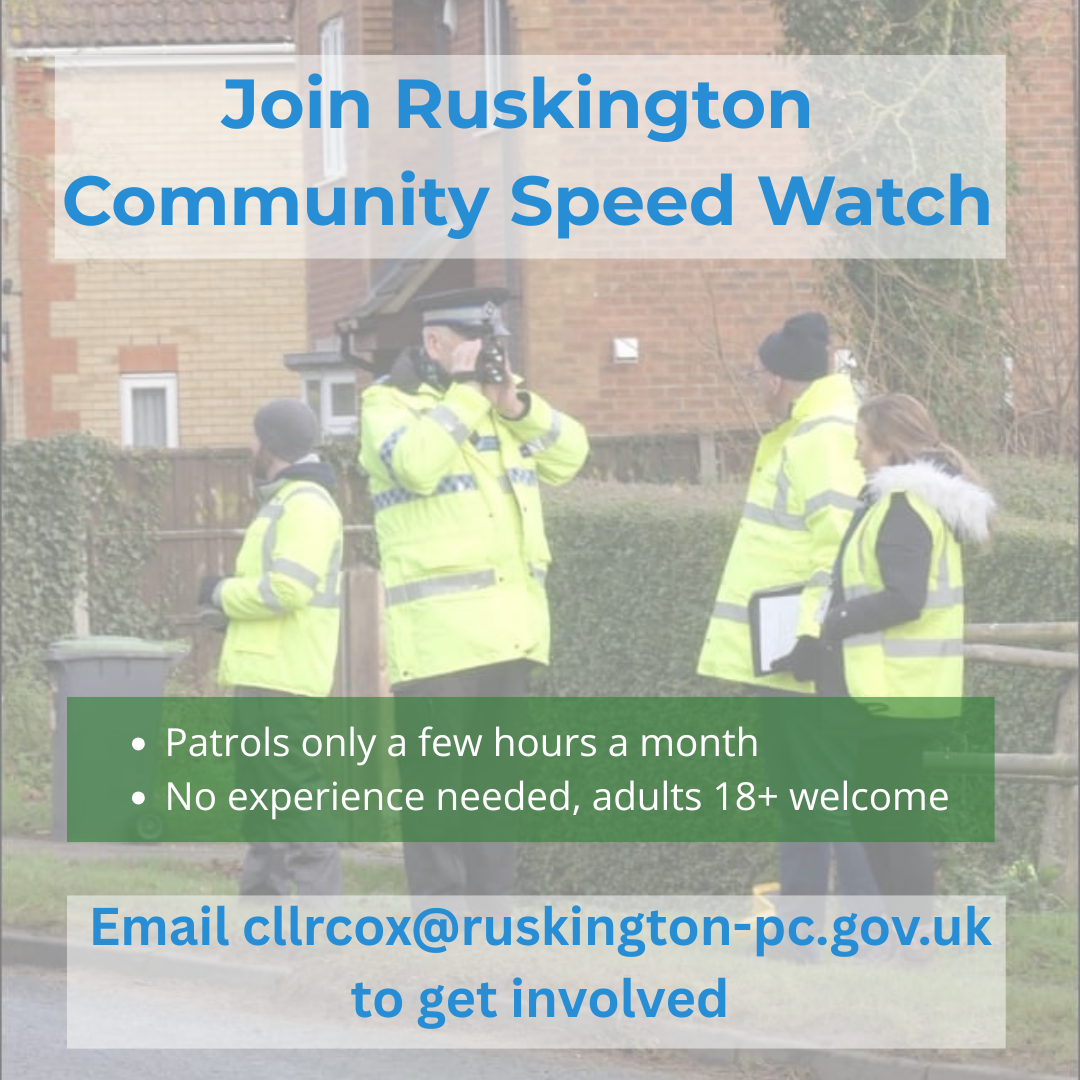 Join the Ruskington Community Speed Watch to help monitor and improve local road safety.