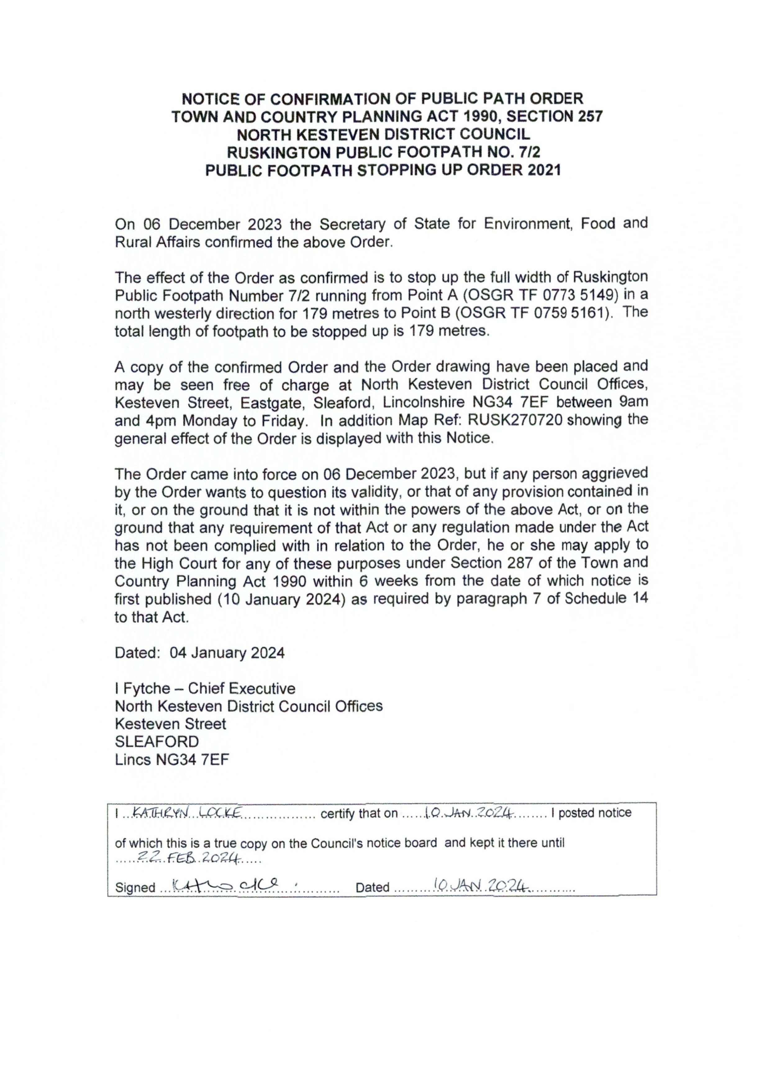 Prow 7 2 stopping up notice