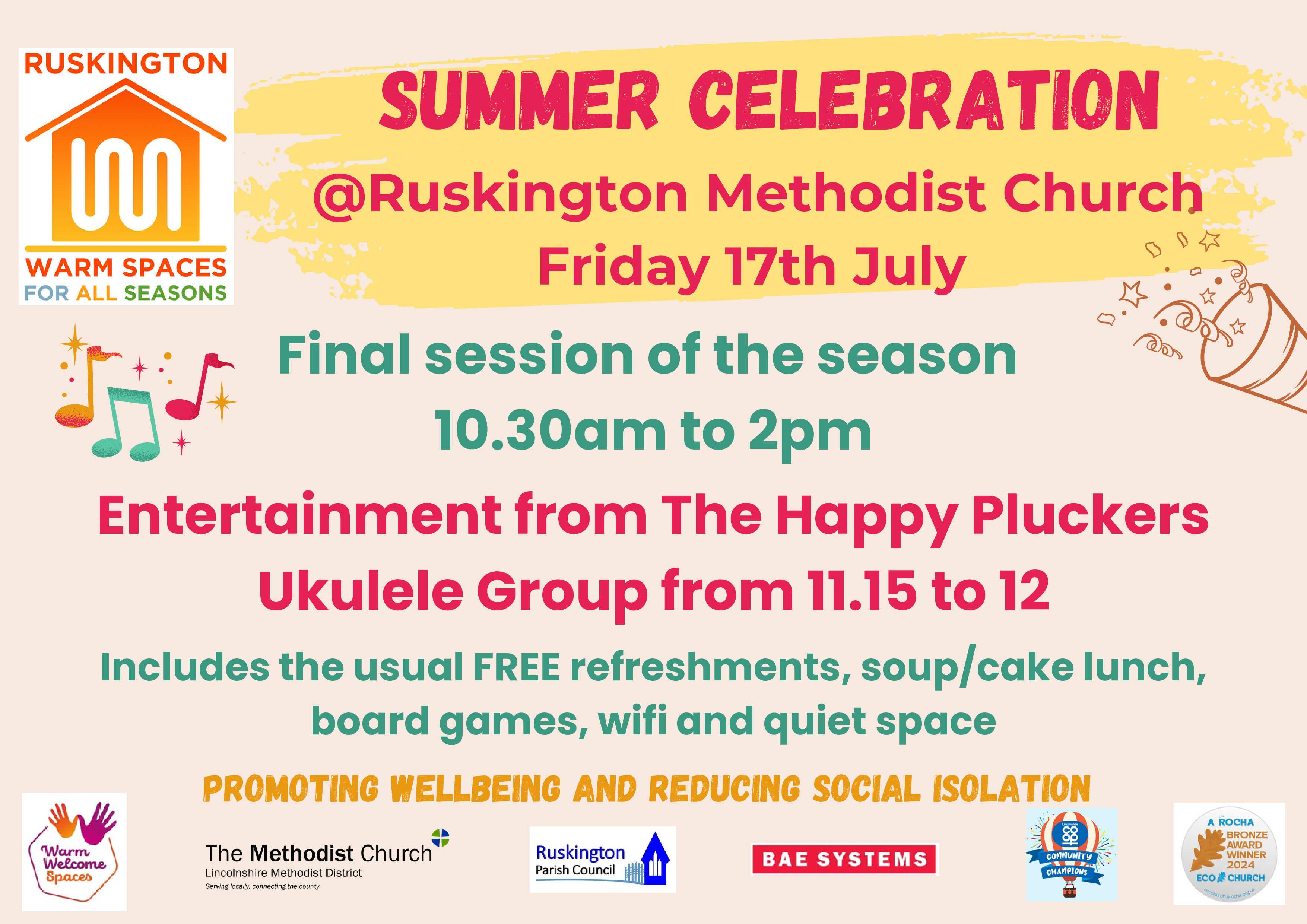 warm space summer celebration poster